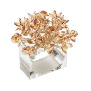 NWT KIM SEYBERT CHAMPAGNE ASTER NAPKIN RINGS SET OF 2